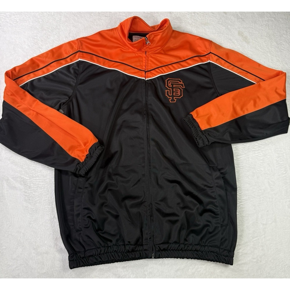 San Francisco Giants Track Jacket Mens Medium Black G-III By Carl Banks Full Zip